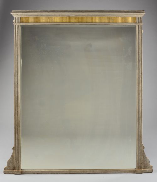 Large 19th Century English Victorian Painted and Parcel-gilt Overmantle Mirror