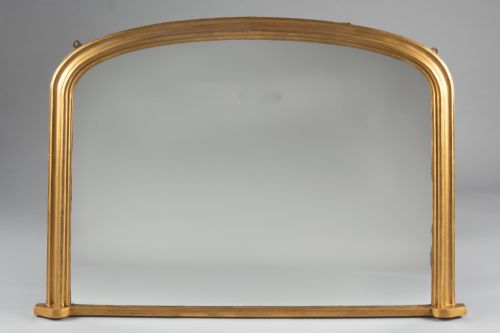 Large 19th Century Victorian English Gilt Archtop Overmantle