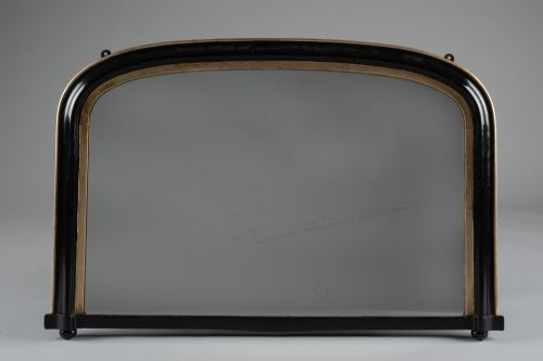 19th Century English Gilt and Ebonised Archtop Overmantle Mirror