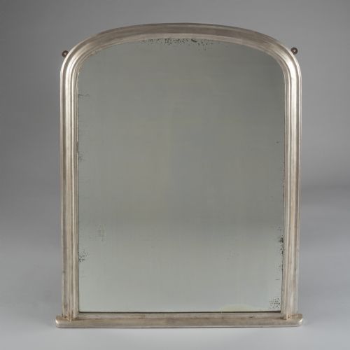 Large 19th Century Victorian English Silvered Archtop Overmantle Mirror