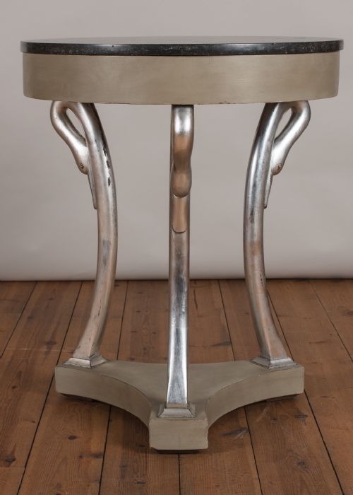 FRENCH PAINTED AND PARCEL SILVERED EMPIRE STYLE CENTRE TABLE - ADDITIONAL PHOTO 2