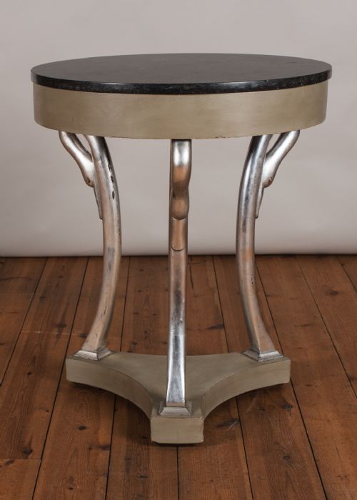 FRENCH PAINTED AND PARCEL SILVERED EMPIRE STYLE CENTRE TABLE - ADDITIONAL PHOTO 3