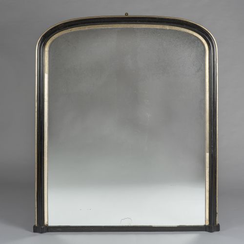 Large 19th Century English Ebonised and Silvered Gilt Overmantle Mirror