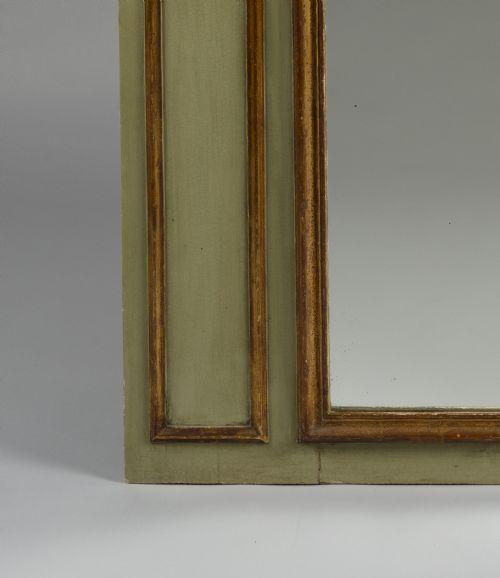 LARGE 19TH CENTURY FRENCH PAINTED AND GILT TRUMEAU OVERMANTLE MIRROR - ADDITIONAL PHOTO 5