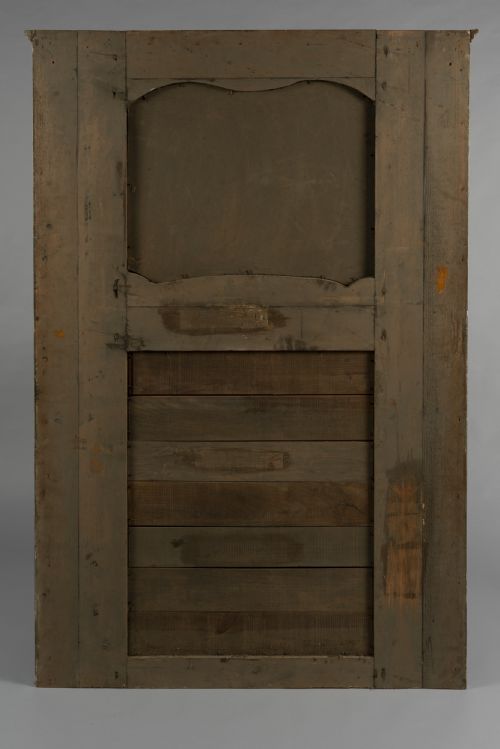 LARGE 19TH CENTURY FRENCH PAINTED AND GILT TRUMEAU OVERMANTLE MIRROR - ADDITIONAL PHOTO 7