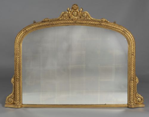 Large 19th Century Victorian English Gilt Overmantle Mirror