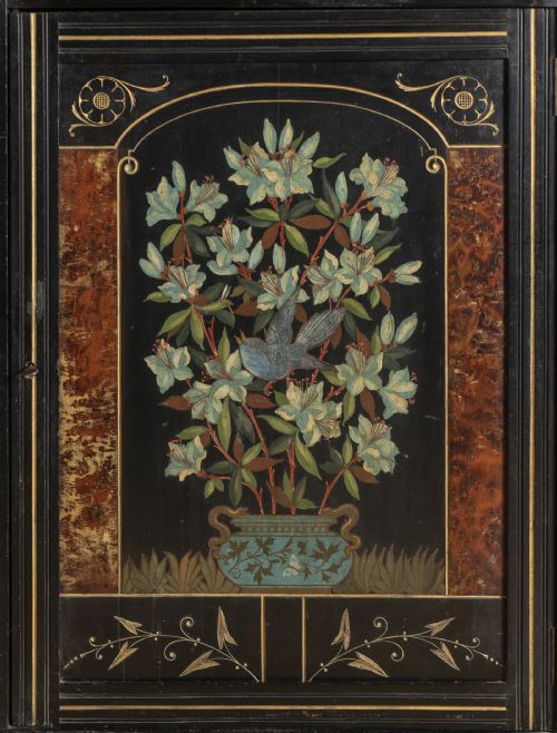 STUNNING VICTORIAN AESTHETIC EBONISED PAINTED AND GILT SIDE CABINET - ADDITIONAL PHOTO 2