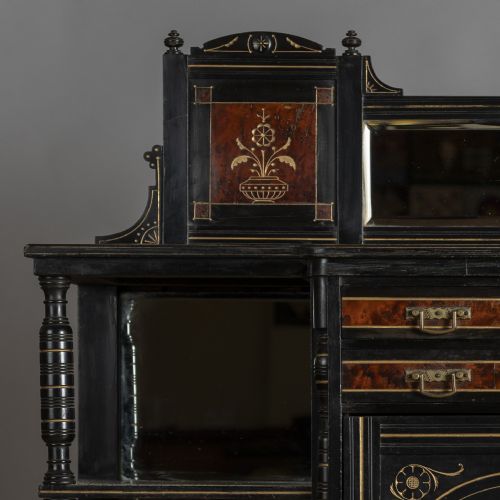 STUNNING VICTORIAN AESTHETIC EBONISED PAINTED AND GILT SIDE CABINET - ADDITIONAL PHOTO 3
