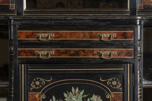 STUNNING VICTORIAN AESTHETIC EBONISED PAINTED AND GILT SIDE CABINET - ADDITIONAL PHOTO 4