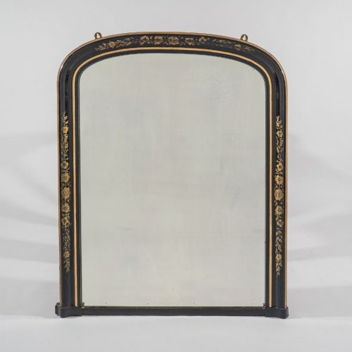 Large 19th Century Victorian English Ebonised and Parcel - Gilt Overmantle Mirror