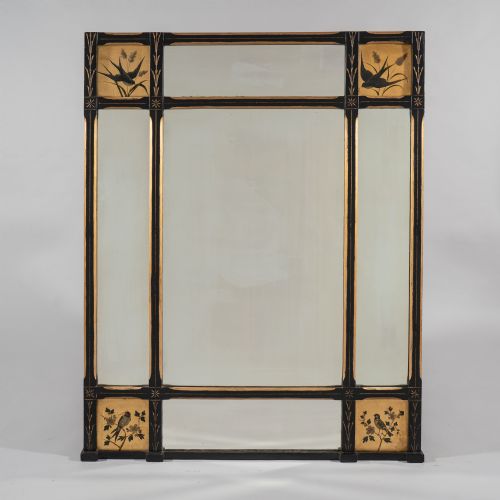 A Stunning Victorian English Ebonised and Gilt Overmantle Mirror