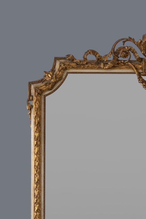 LARGE STUNNING 19TH CENTURY ENGLISH GILT AND PARCEL PAINTED OVERMANTLE MIRROR - ADDITIONAL PHOTO 2