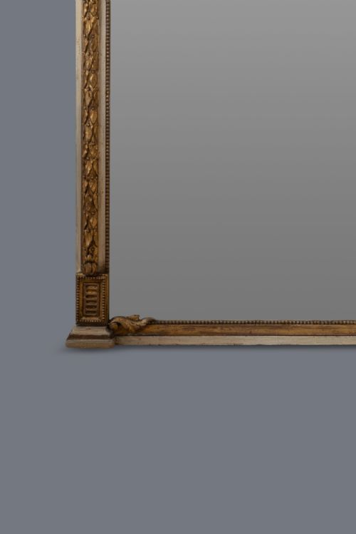 LARGE STUNNING 19TH CENTURY ENGLISH GILT AND PARCEL PAINTED OVERMANTLE MIRROR - ADDITIONAL PHOTO 4