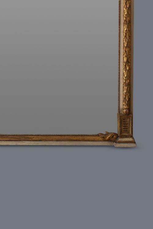 LARGE STUNNING 19TH CENTURY ENGLISH GILT AND PARCEL PAINTED OVERMANTLE MIRROR - ADDITIONAL PHOTO 5