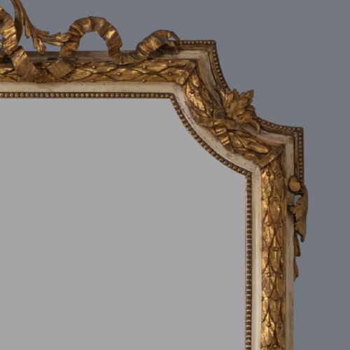 LARGE STUNNING 19TH CENTURY ENGLISH GILT AND PARCEL PAINTED OVERMANTLE MIRROR - ADDITIONAL PHOTO 7