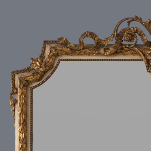 LARGE STUNNING 19TH CENTURY ENGLISH GILT AND PARCEL PAINTED OVERMANTLE MIRROR - ADDITIONAL PHOTO 8
