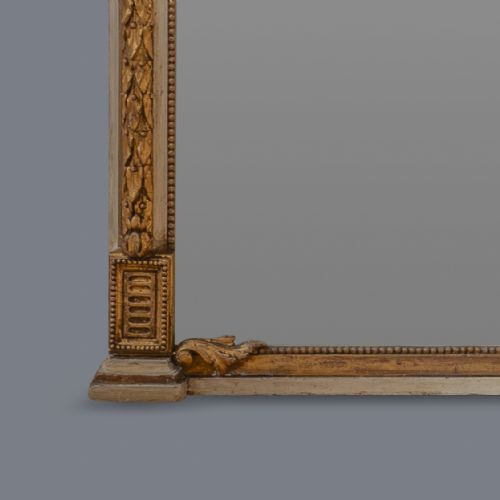 LARGE STUNNING 19TH CENTURY ENGLISH GILT AND PARCEL PAINTED OVERMANTLE MIRROR - ADDITIONAL PHOTO 9