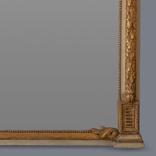 LARGE STUNNING 19TH CENTURY ENGLISH GILT AND PARCEL PAINTED OVERMANTLE MIRROR - ADDITIONAL PHOTO 10