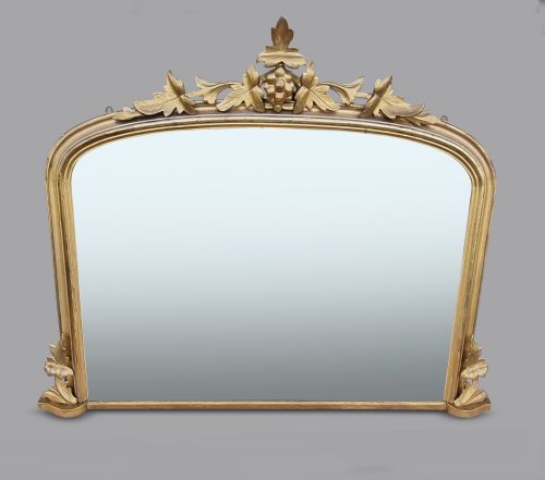 19th Century Victorian English Gilt Overmantle Mirror