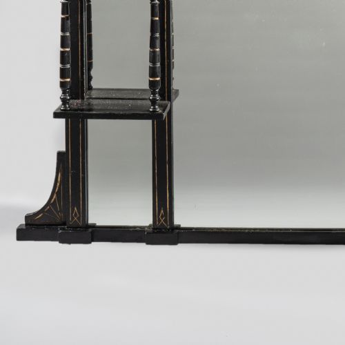 A STUNNING LARGE VICTORIAN AESTHETIC PERIOD EBONISED AND PARCEL GILT OVERMANTLE MIRROR - ADDITIONAL PHOTO 3