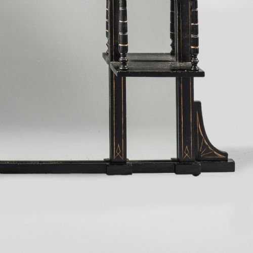 A STUNNING LARGE VICTORIAN AESTHETIC PERIOD EBONISED AND PARCEL GILT OVERMANTLE MIRROR - ADDITIONAL PHOTO 4