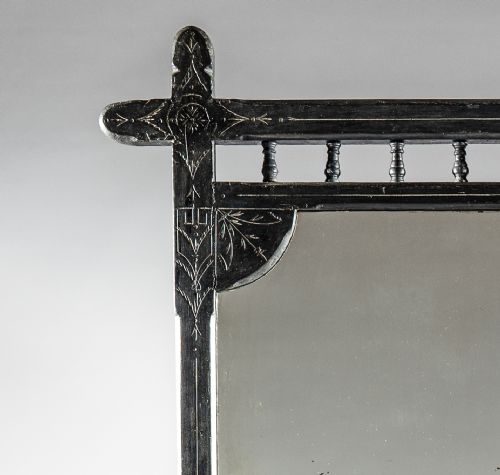LARGE 19TH CENTURY VICTORIAN PAINTED AND PARCEL SILVERED OVERMANTLE MIRRROR - ADDITIONAL PHOTO 6