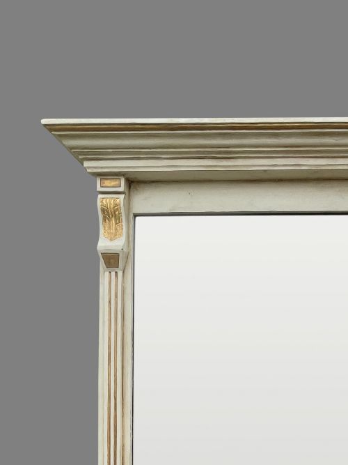 LARGE 19TH CENTURY ENGLISH PAINTED AND PARCEL GILT OVERMANTLE MIRROR - ADDITIONAL PHOTO 1