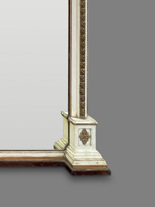 STUNNING LARGE 19TH CENTURY ENGLISH PAINTED AND GILT OVERMANTLE MIRROR - ADDITIONAL PHOTO 2
