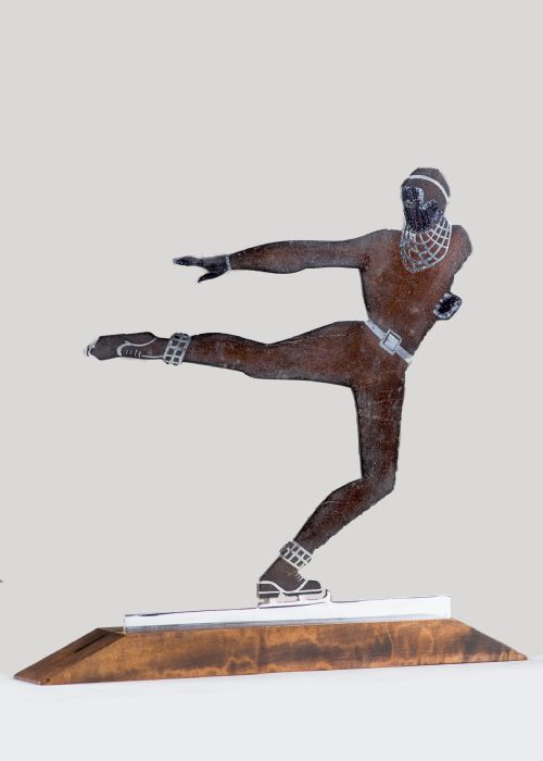 FRENCH ART DECO BRONZE SCULPTURE OF AN ICE SKATER SIGNED LGERFAUX - ADDITIONAL PHOTO 2