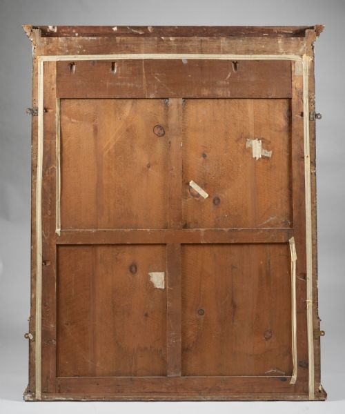 LARGE 19TH CENTURY VICTORIAN ENGLISH EBONISED AND PARCEL GILT OVERMANTLE MIRROR - ADDITIONAL PHOTO 6