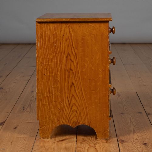 SMALL 19TH CENTURY ENGLISH SIMULATED PAINTED WOOD CHEST OF DRAWERS - ADDITIONAL PHOTO 3