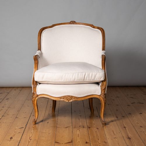 PAIR OF LARGE FRENCH LOUIS XV STYLE CARVED WALNUT ARMCHAIRS - ADDITIONAL PHOTO 1