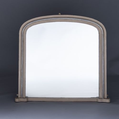 ENGLISH PAINTED AND PARCEL SILVERED ARCHTOP OVERMANTLE MIRROR