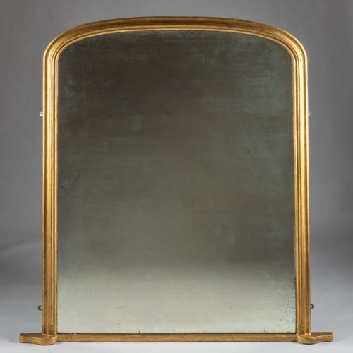 LARGE VICTORIAN GILT ARCHTOP OVERMANTLE MIRROR