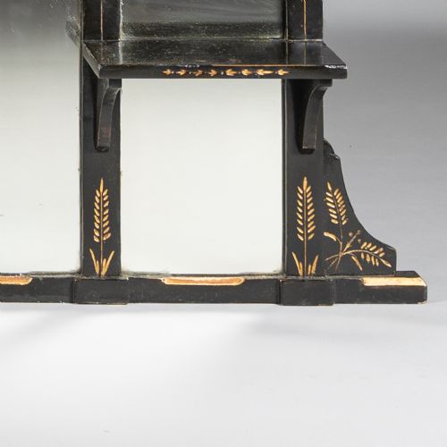 LARGE VICTORIAN AESTHETIC PERIOD EBONISED AND PARCEL GILT OVERMANTLE MIRROR - ADDITIONAL PHOTO 5