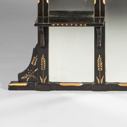 LARGE VICTORIAN AESTHETIC PERIOD EBONISED AND PARCEL GILT OVERMANTLE MIRROR - ADDITIONAL PHOTO 6