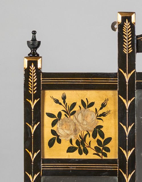 LARGE VICTORIAN AESTHETIC PERIOD EBONISED AND PARCEL GILT OVERMANTLE MIRROR - ADDITIONAL PHOTO 7