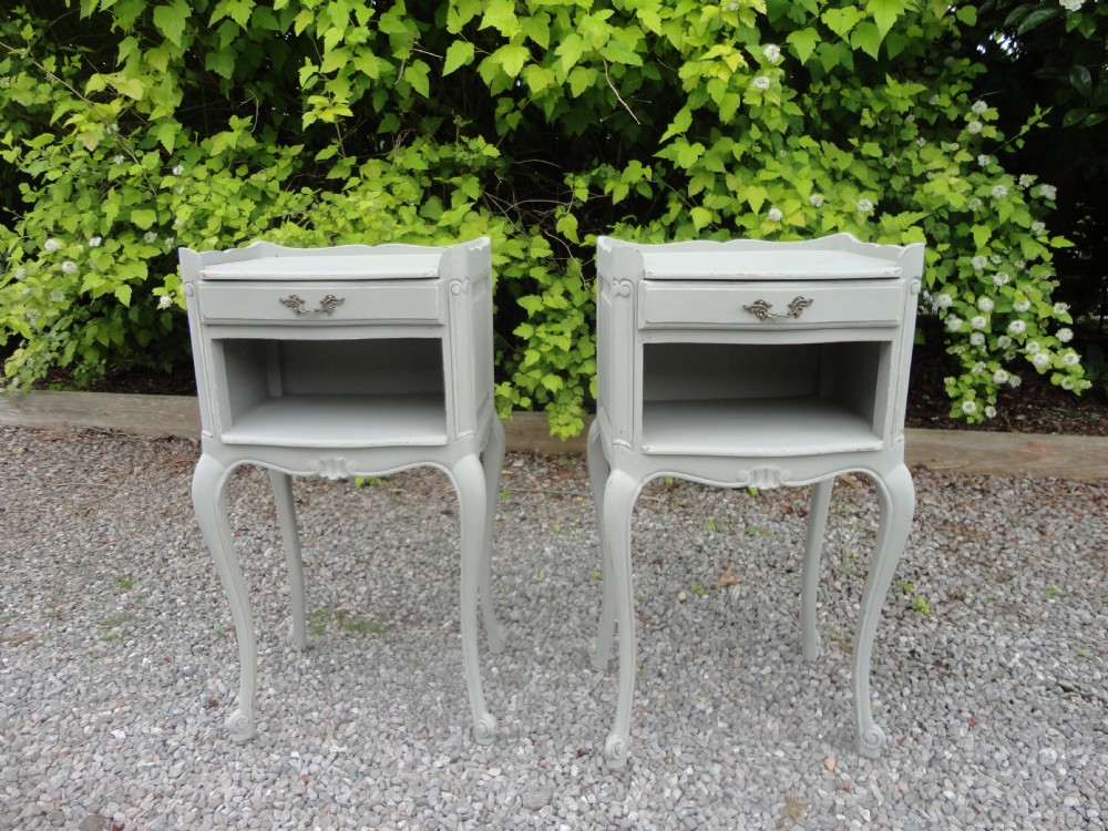 Pair of French Painted Bedside Cabinets