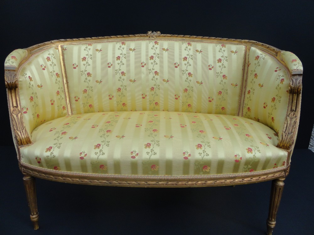 19th Century French Gilt Louis XV1 Style Salon Sofa