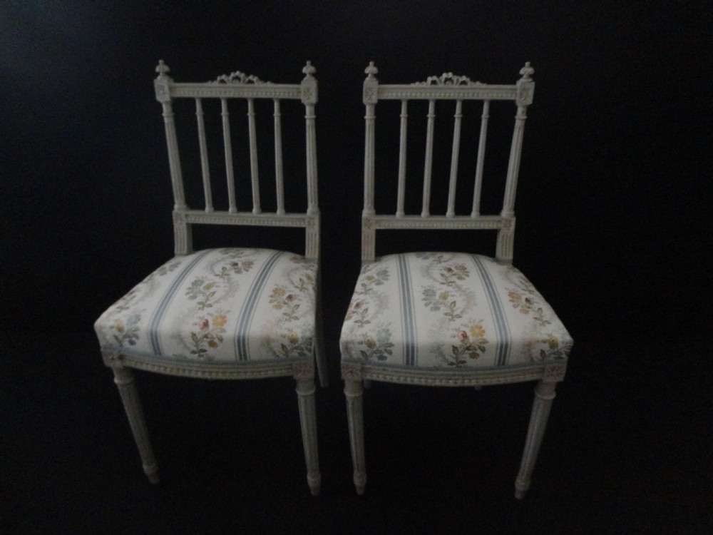 Pair Of French painted Upholstered Chairs