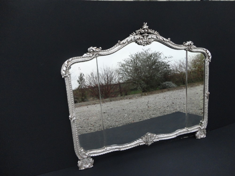 Italian Silvered Overmantle Mirror 