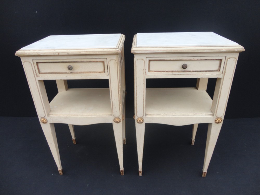 Pair Of French Painted Bedside Cabinets.