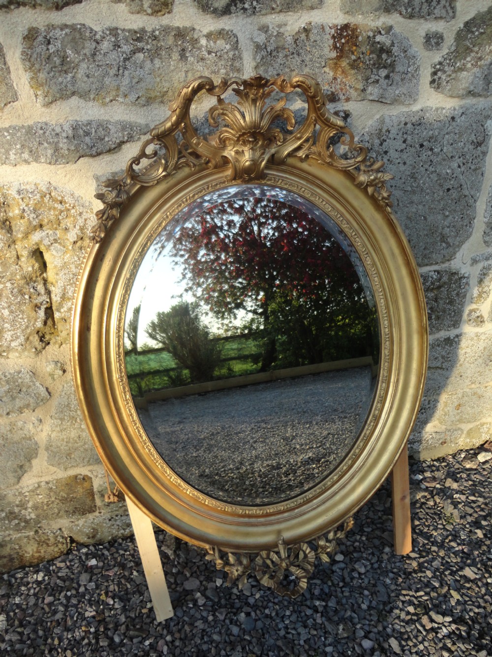 19th Century French Gilt Oval Mirror 