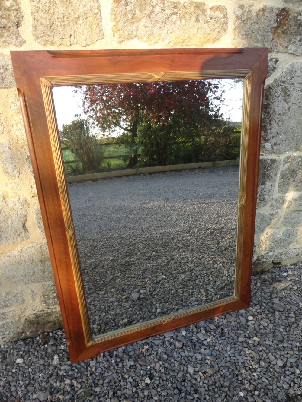 French Walnut and Gilt Mirror