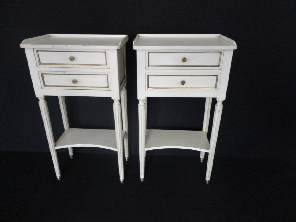 Pair Of French Painted Bedside Cabinets.