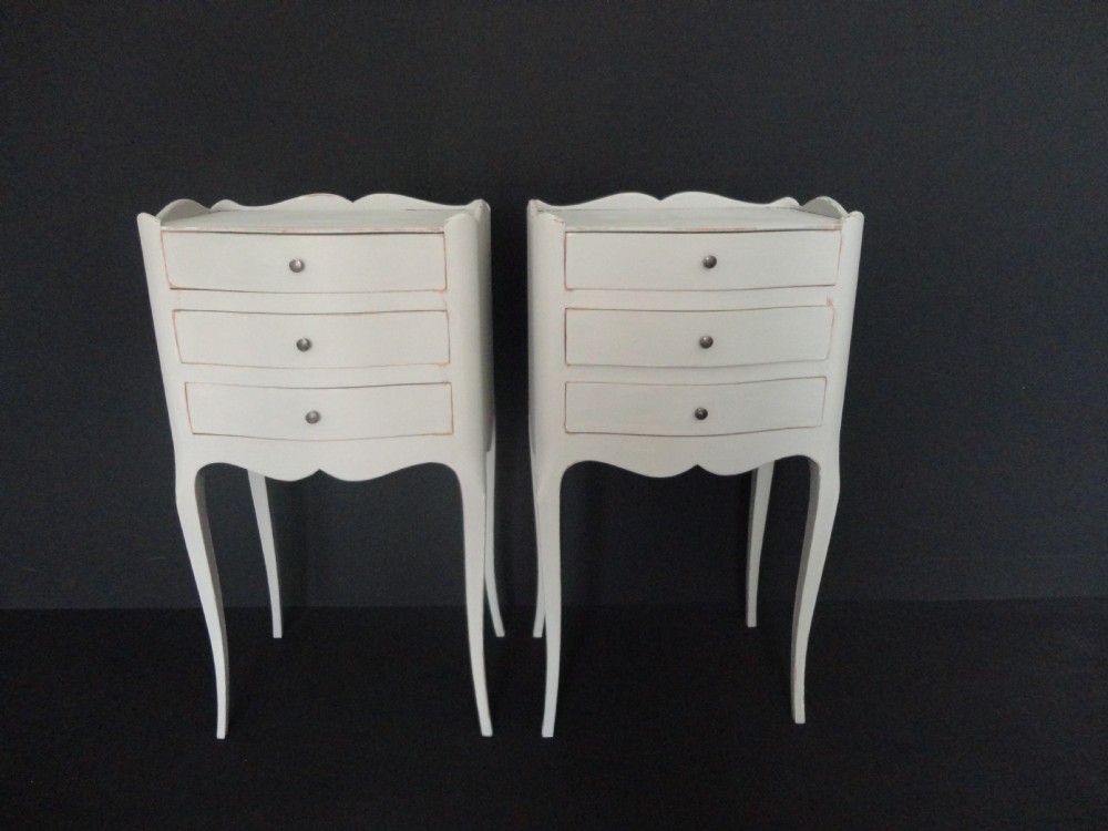 Pair Of French Painted Bedside Cabinets.