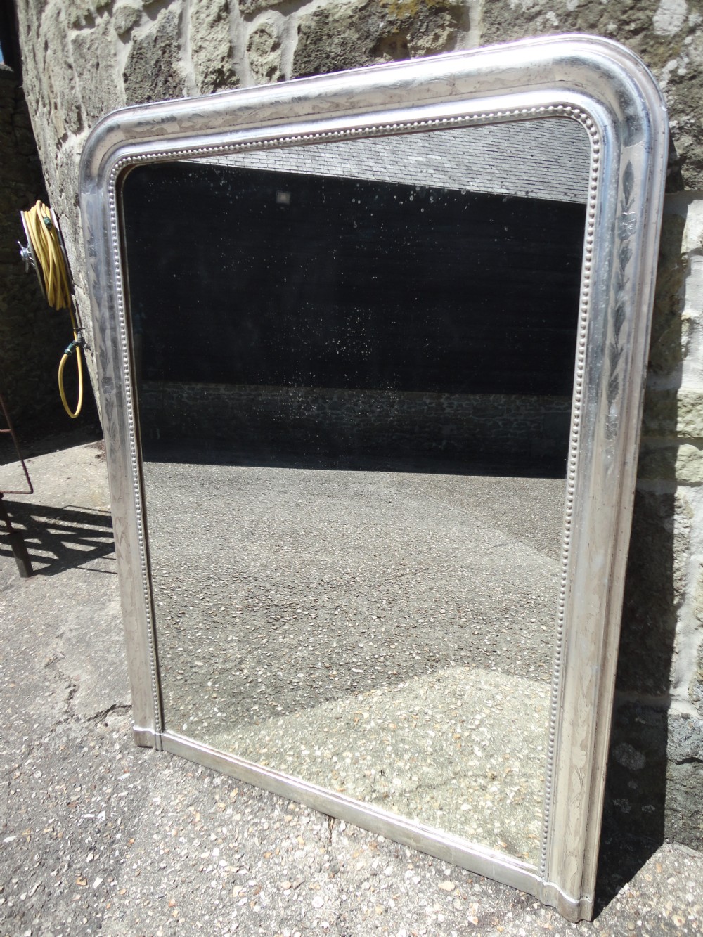 French Silver Leaf Overmantle Mirror