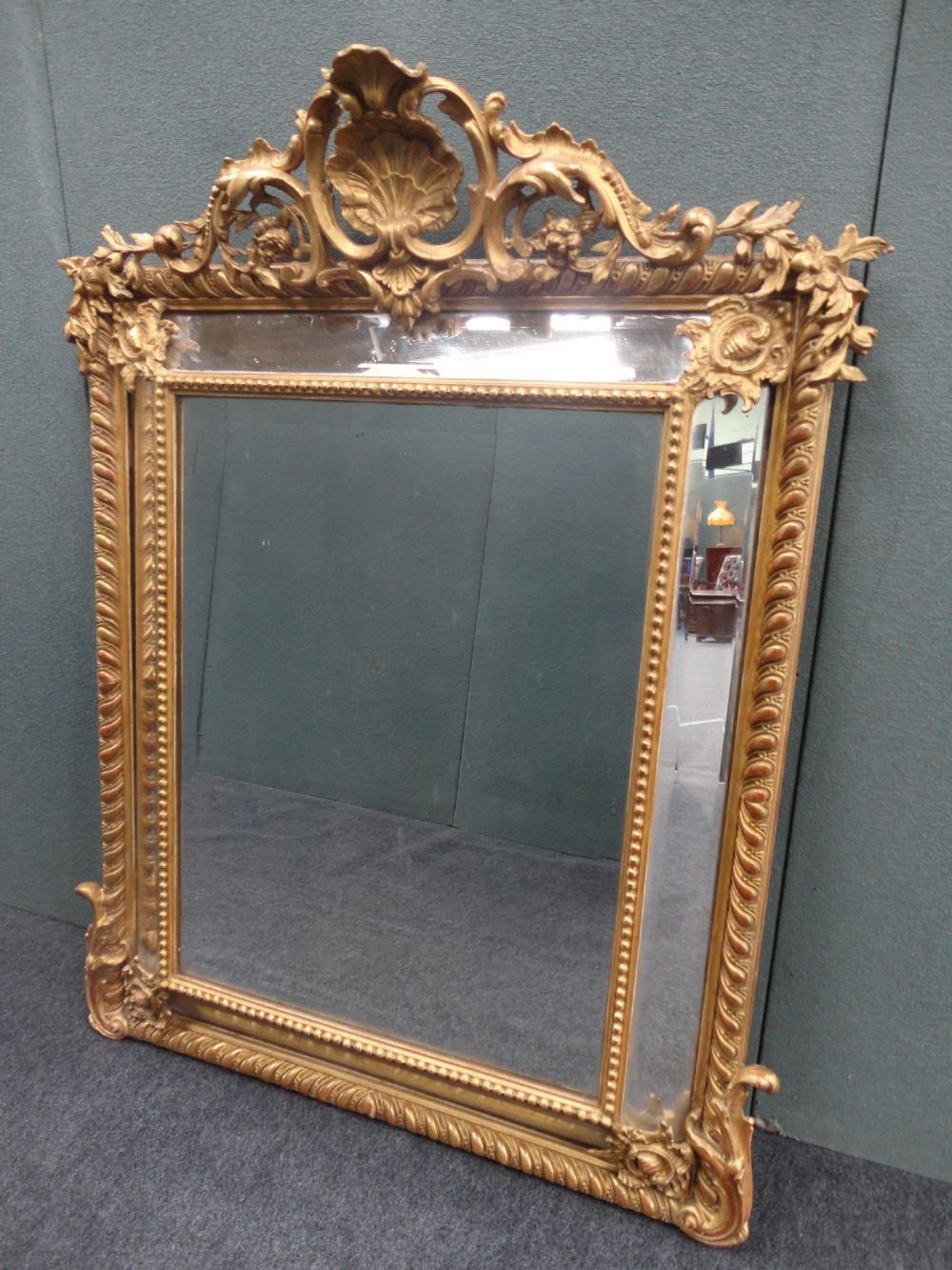 Late 19th Century French Gilt Cushion Mirror.