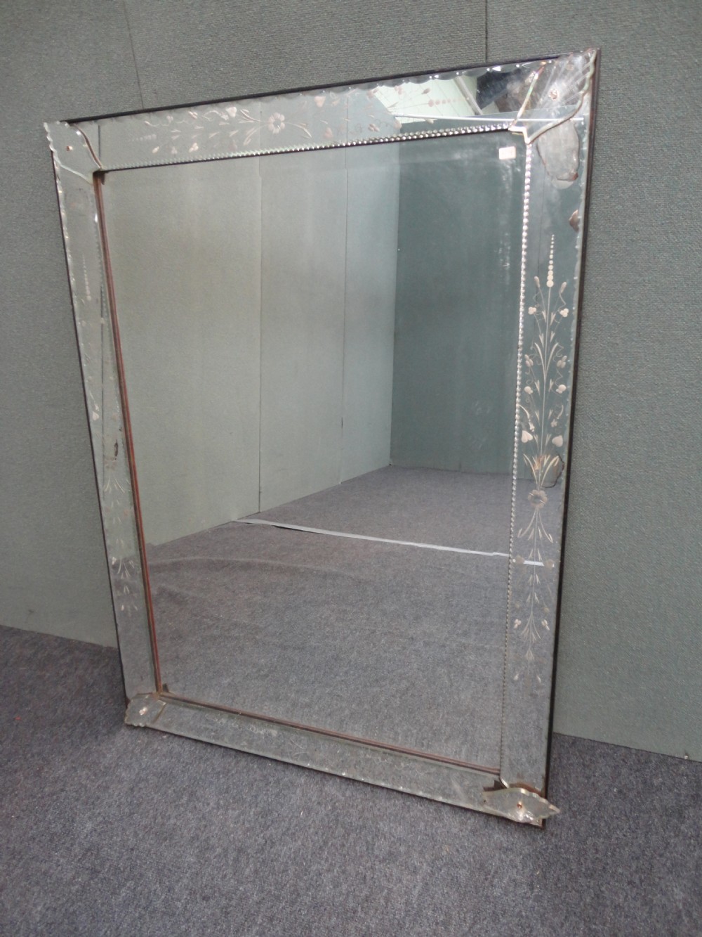 Venetian Glass Mirror with etched decoration