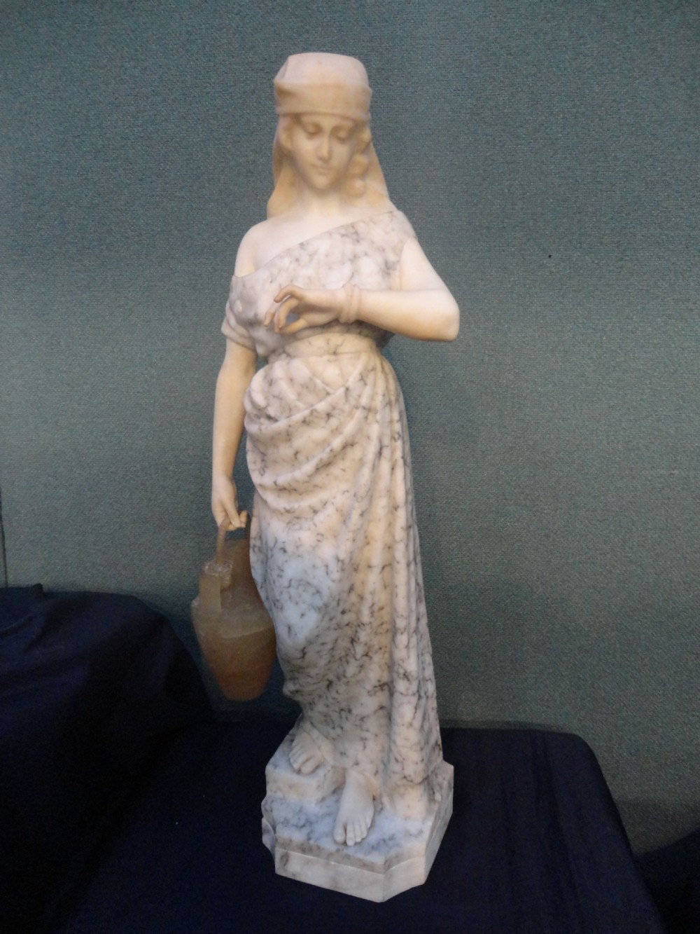 Italian carved Alabaster Sculpture Full Length Female Figure.